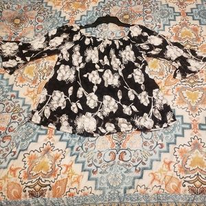 Black-and-white floral top